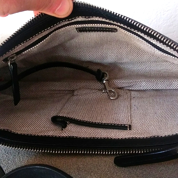 Dooney & Bourke DB Triangle Quilt Pattern Canvas & Leather Small Baguette. - Picture 8 of 11